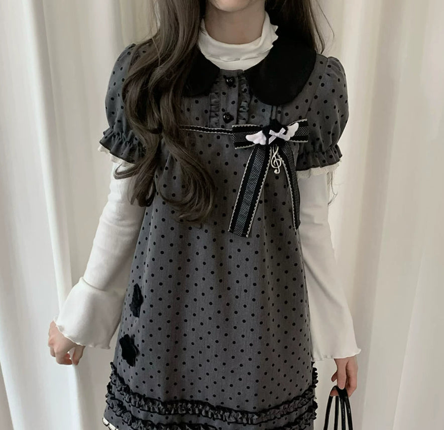 Polka-Dot-Japaneseschleife Kurzärmliges Kleid – Bild 2 | LuxeStyle