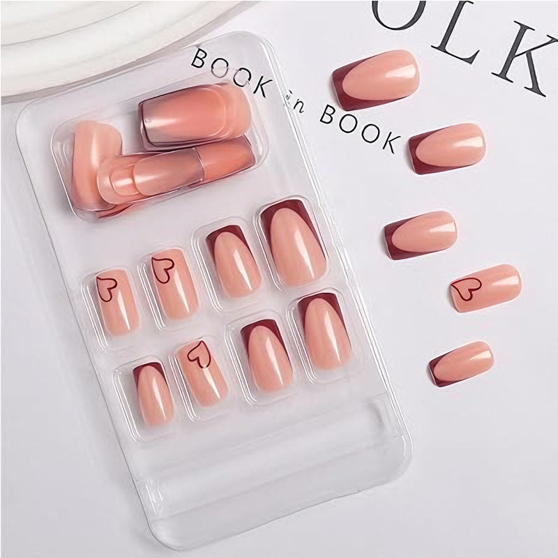 Press On Nails zum Valentinstag, Weinrot Herz – Ansicht 5