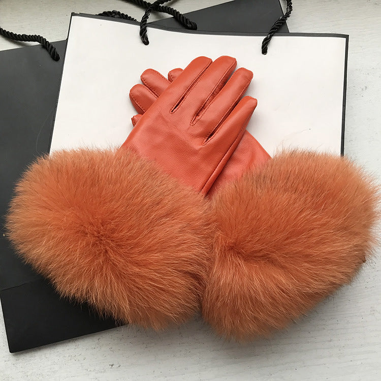 Warme Winterhandschuhe mit Fuchsfell-Manschette