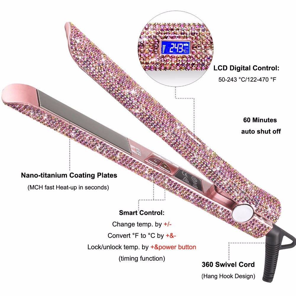 Glitzerndes Titanium-Glätteisen für trockenes Haar