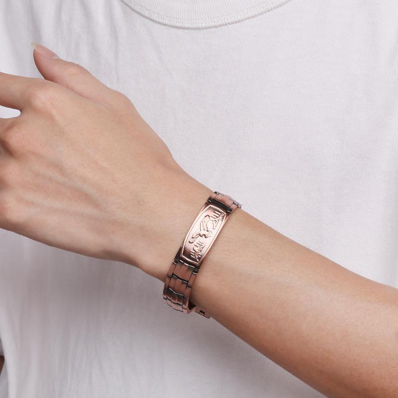 Kupferarmband mit Blättern und Schildkrötenpanzer