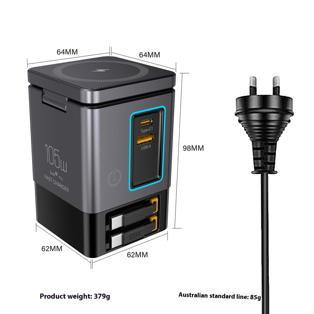 105W Multifunktionales Magnetisches GaN Wireless Ladegerät