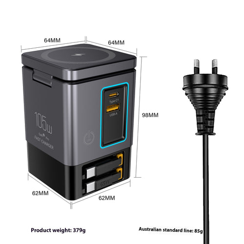 105W Multifunktionales Magnetisches GaN Wireless Ladegerät