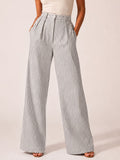 Gestreifte Wide-Leg Hose mit weitem Bein