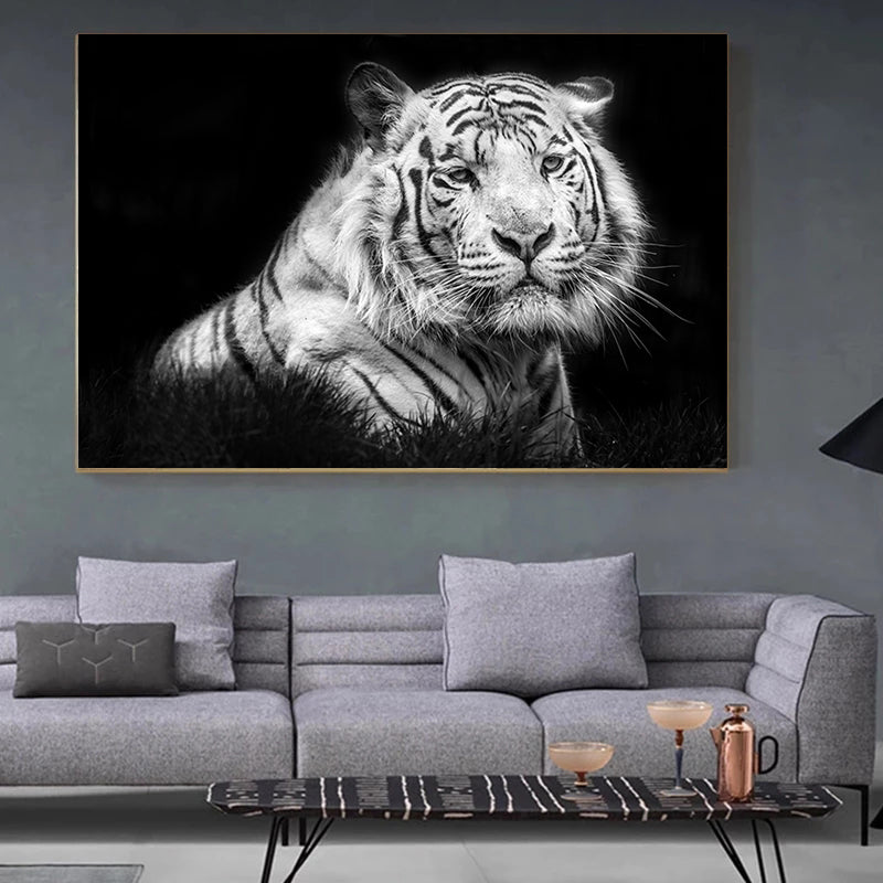 Leinwandbild Tigerkopf Schwarz-Weiss – Bild 9 | LuxeStyle