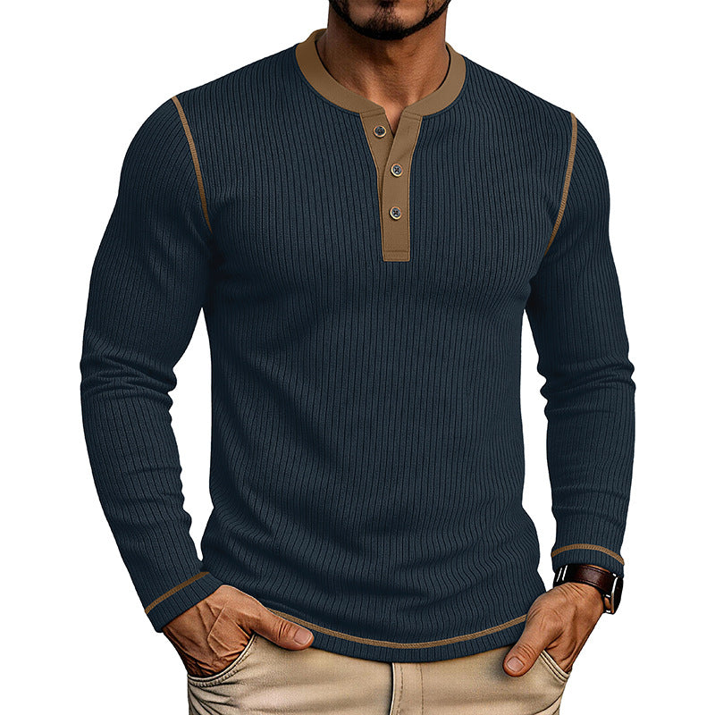 Herren Langarmshirt mit Farbblock Henley
