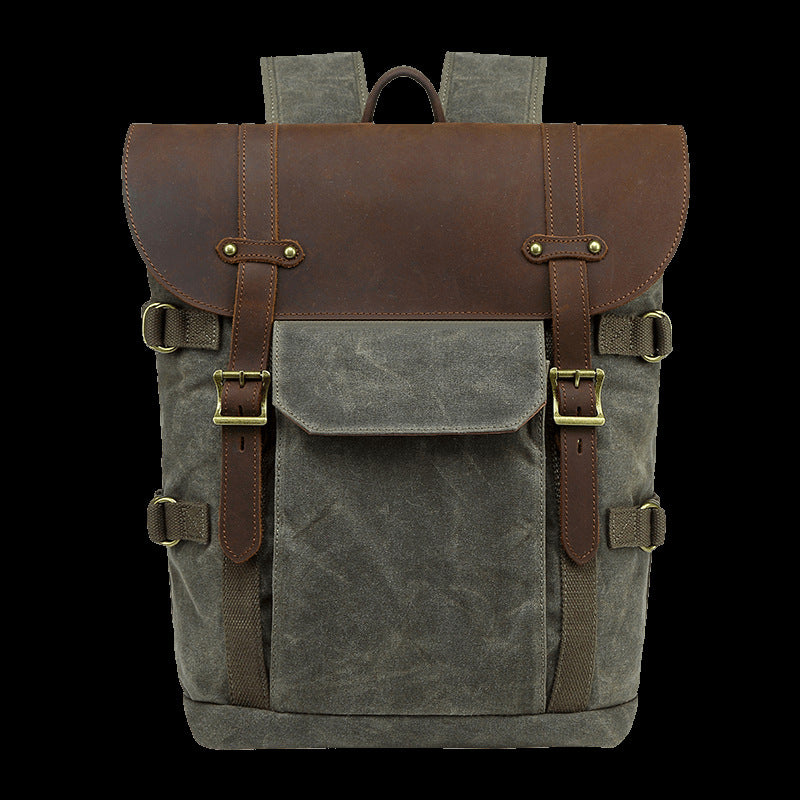 Batik-Canvas-Kamera­tasche mit Pferdehaut | LuxeStyle