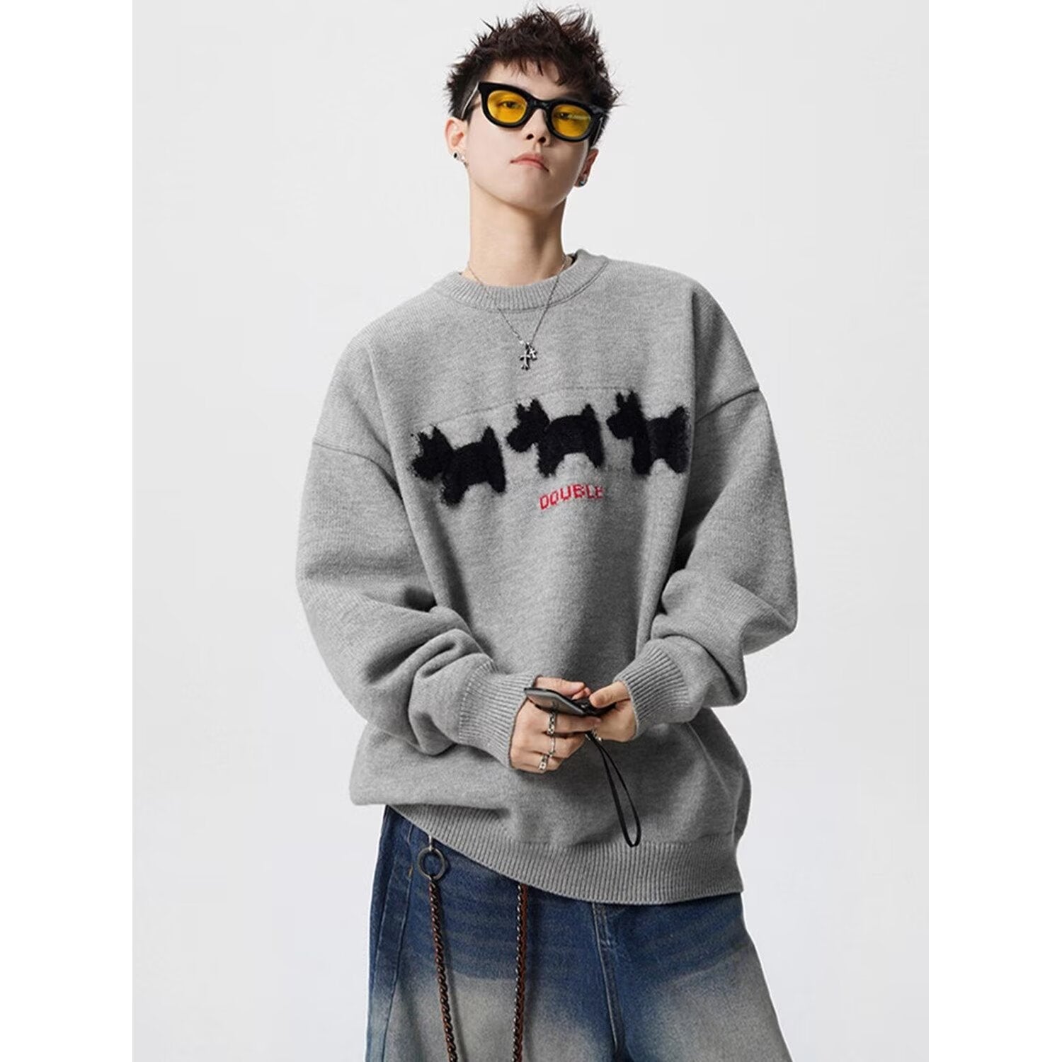 Lockerer Strickpullover mit Rundhalsausschnitt