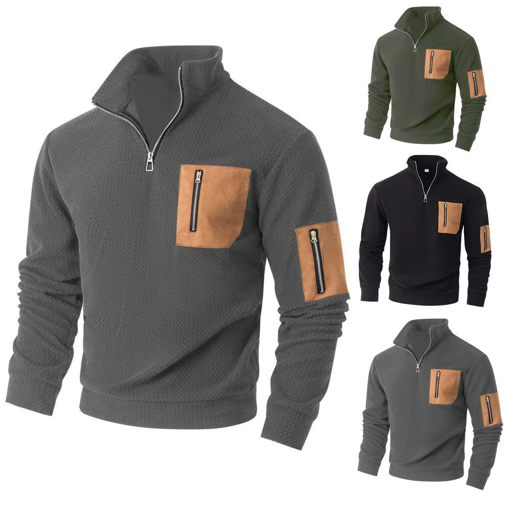 Herren Fleece-Hoodie mit Stehkragen und Reissverschluss – Bild 9 | LuxeStyle
