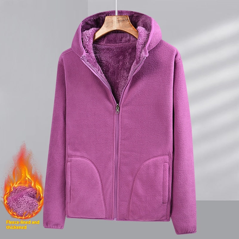 Wende-Fleece-Cardigan mit Kapuze