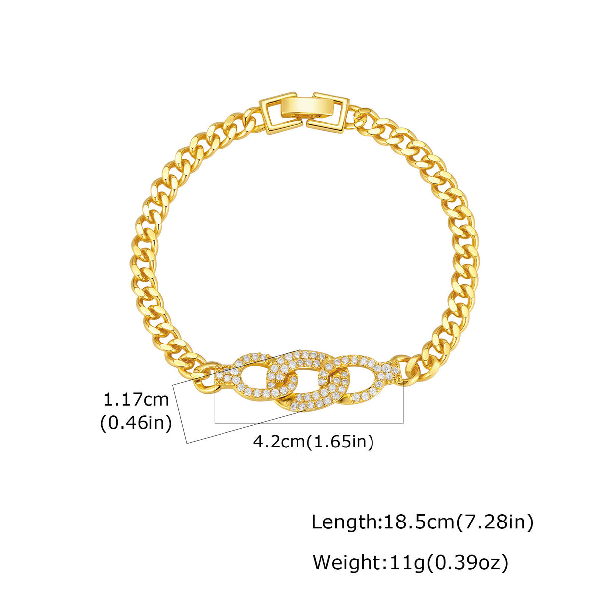 Zirkon-Armreif mit Mikro-Pavé und ovalem Ring – Bild 5 | LuxeStyle