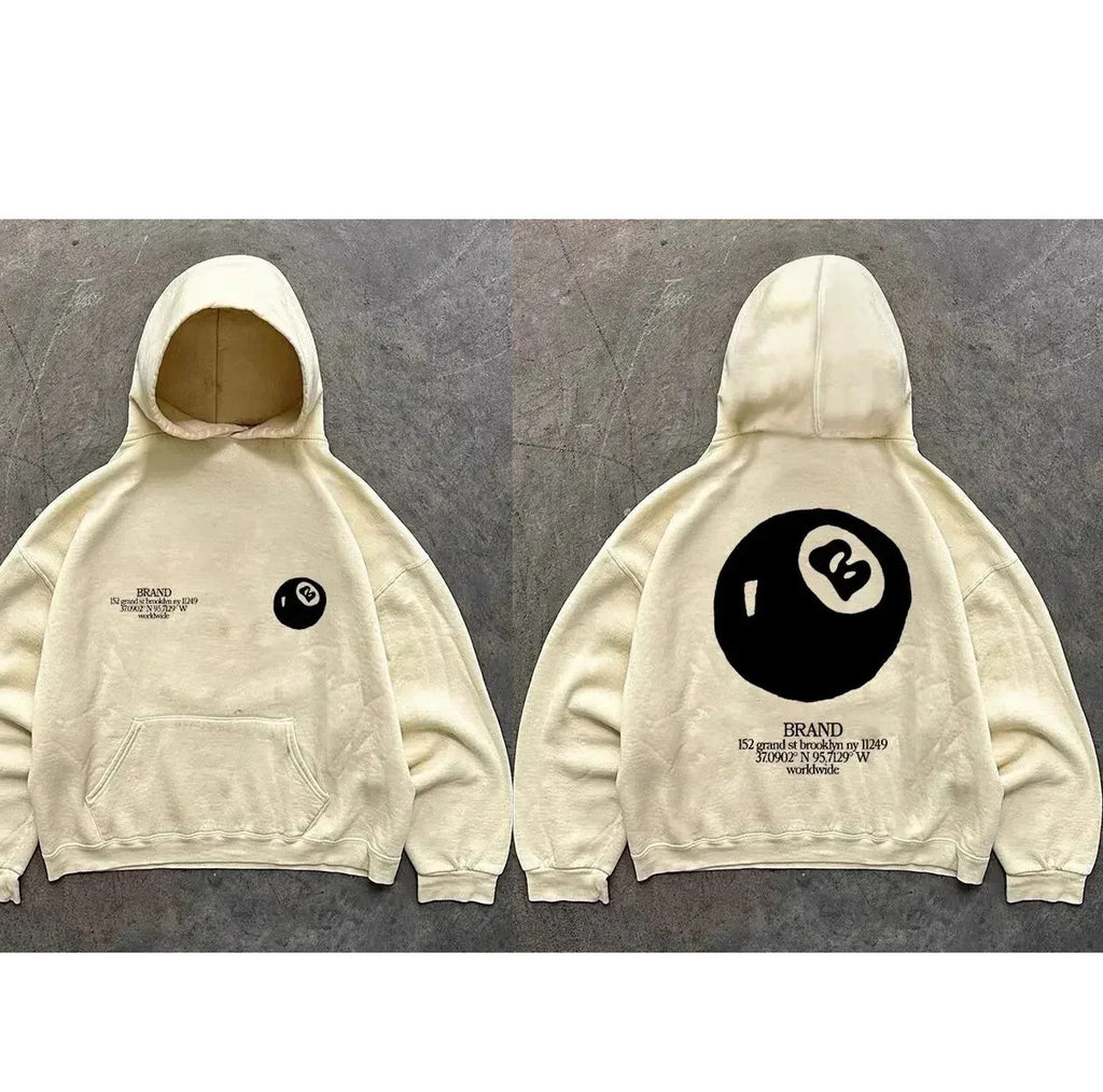 American Retro Hoodie mit Ball 8 Print