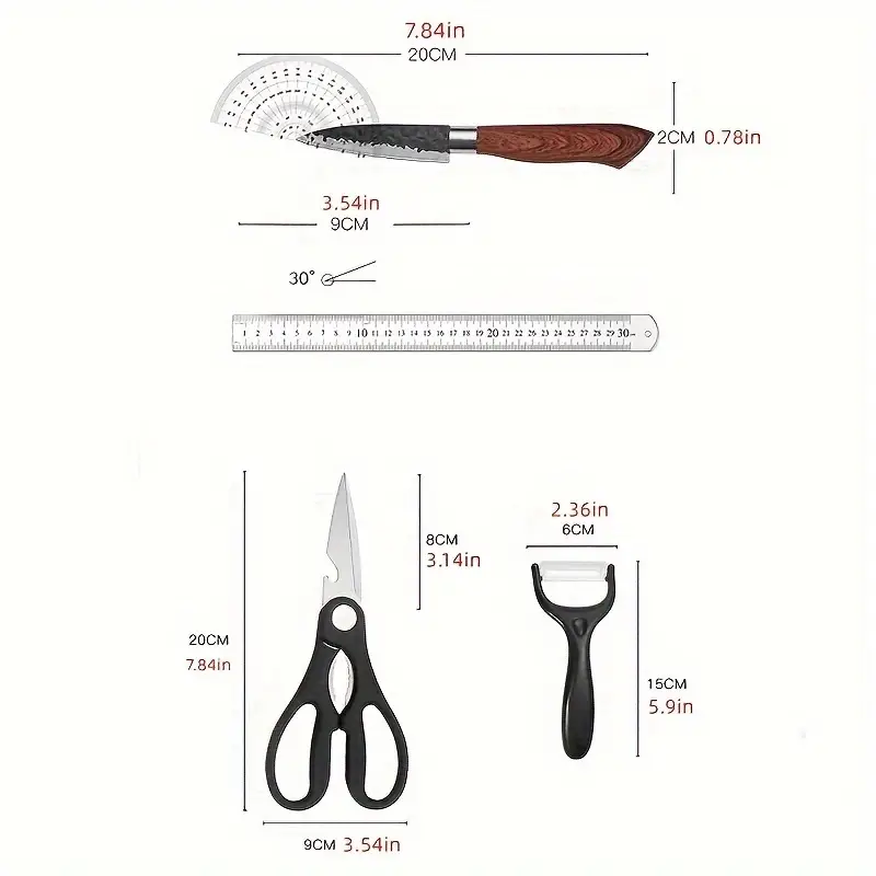 6-teiliges Küchenmesser-Set aus geschmiedetem Edelstahl – Ansicht 3
