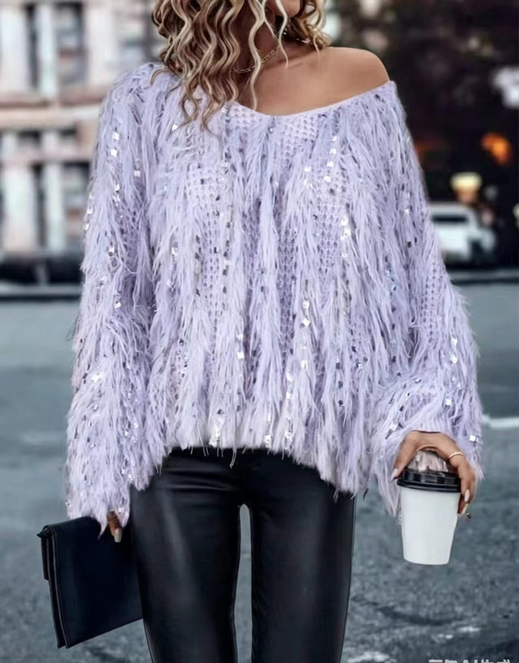 Handgemachter Quasten-Pullover aus Nerzfell