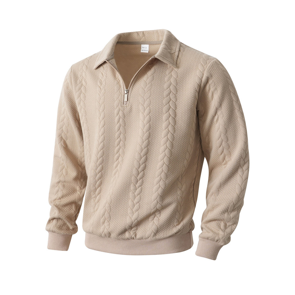 Jacquard Patchwork Half-Zip Polo-Shirt – Bild 8 | LuxeStyle