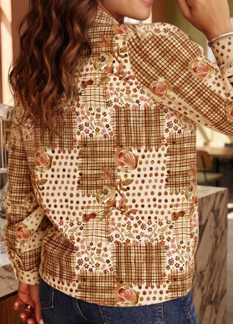 Bluse mit Blumen, Spitze und Knopfleiste – Ansicht 2