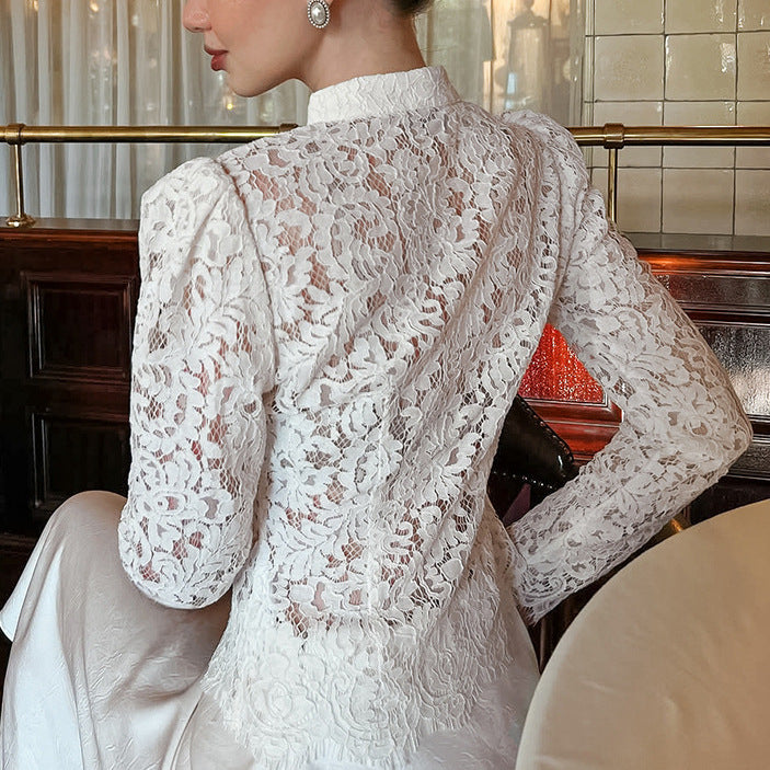 Elegante Jacquard-Strickbluse für Damen