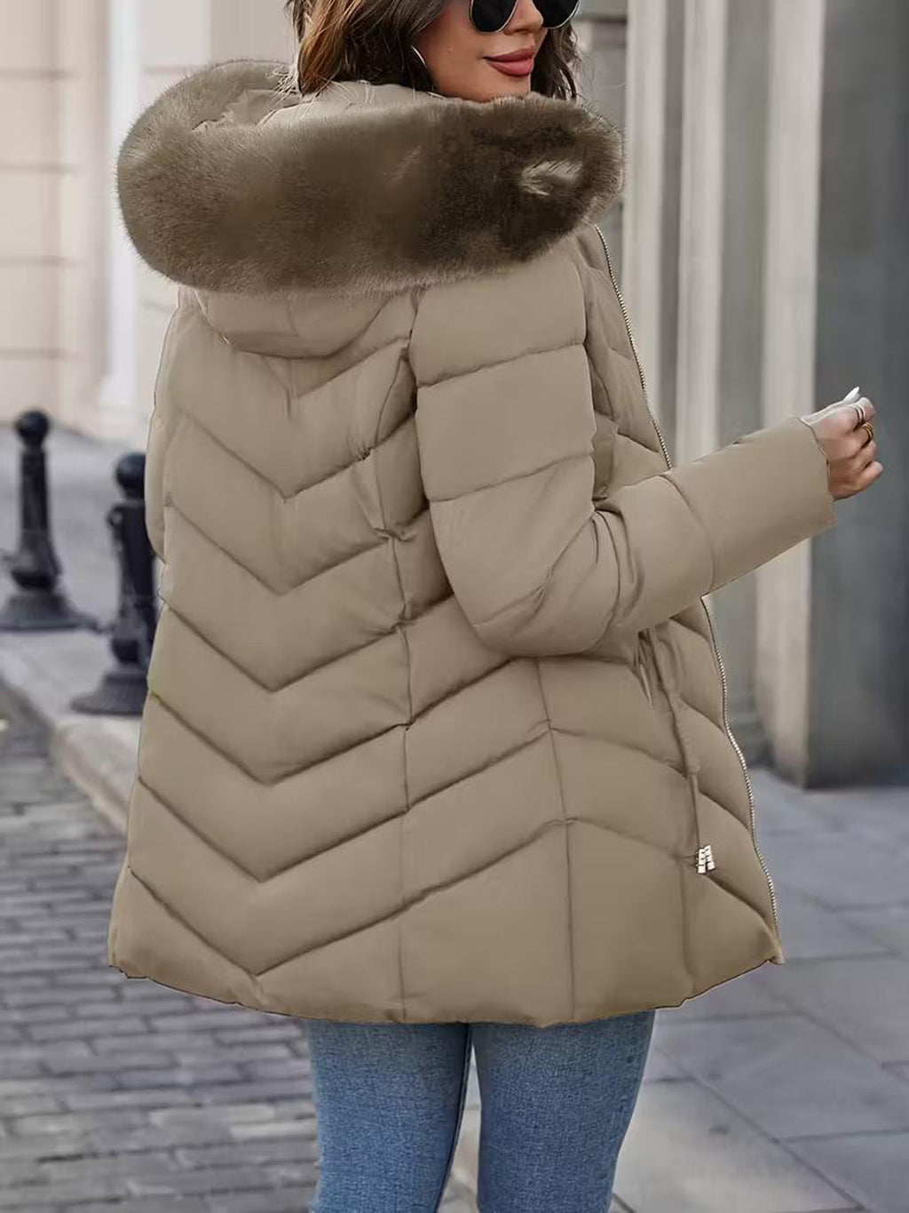 Gefütterter Mid-Length Mantel für Damen