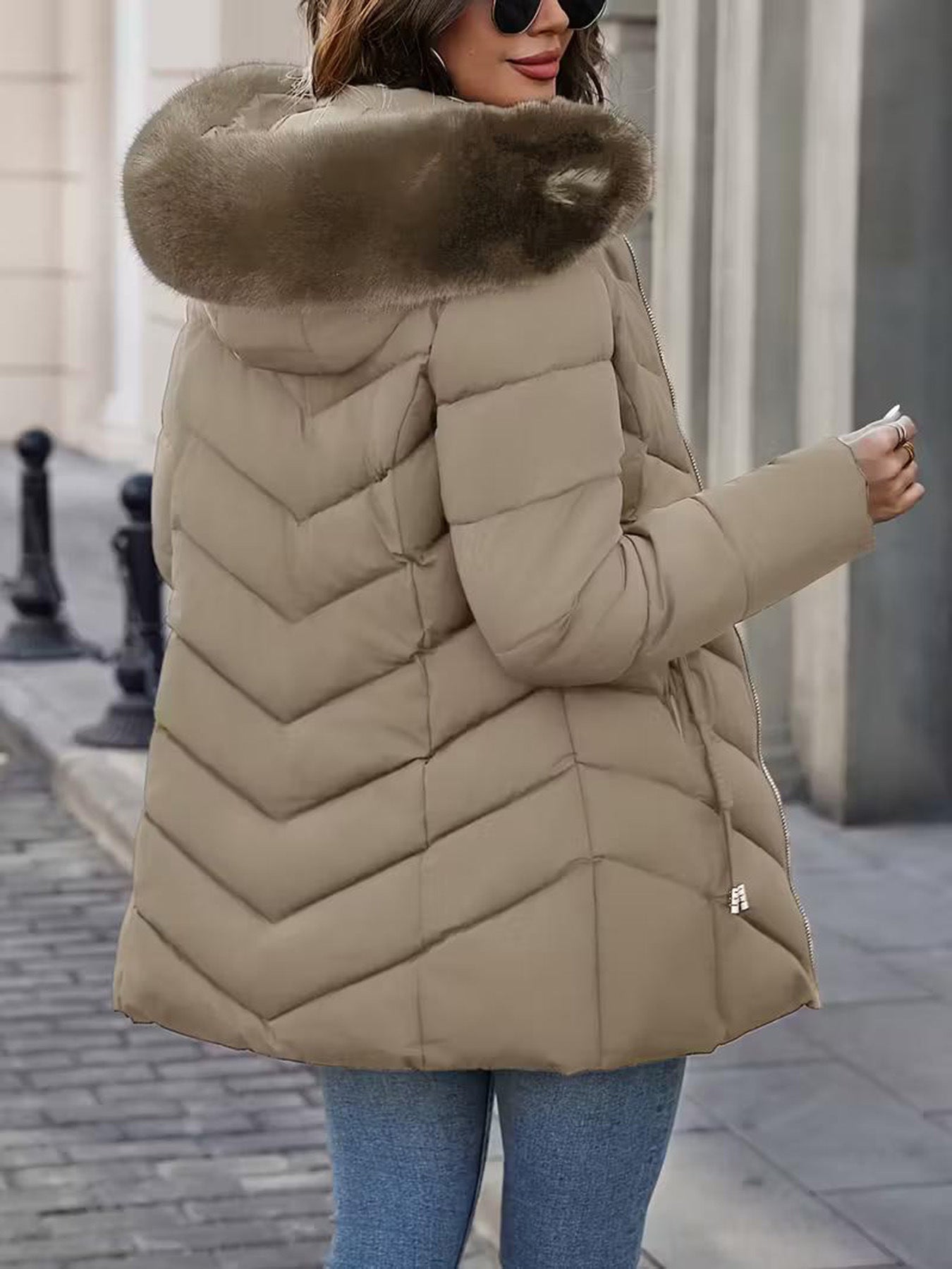 Gefütterter Mid-Length Mantel für Damen