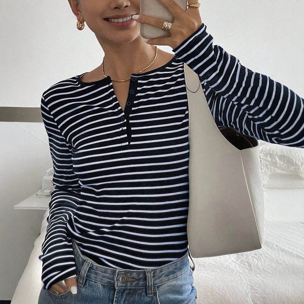 Gestreiftes Langarmshirt im Loose Fit