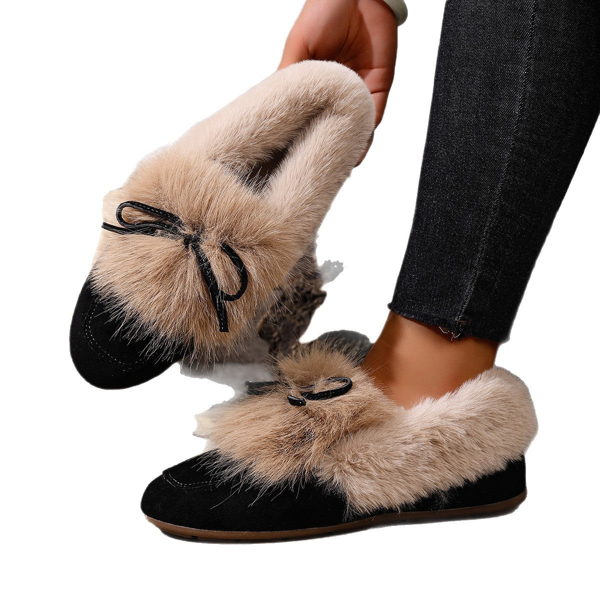 Runde Damen-Schuhe mit Schleife