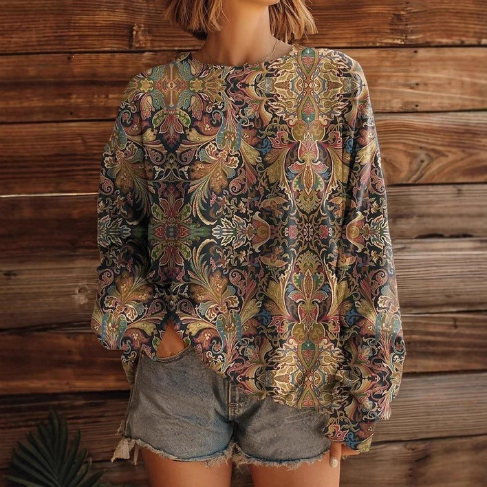 Bedrucktes Langarm-Sweatshirt für Damen