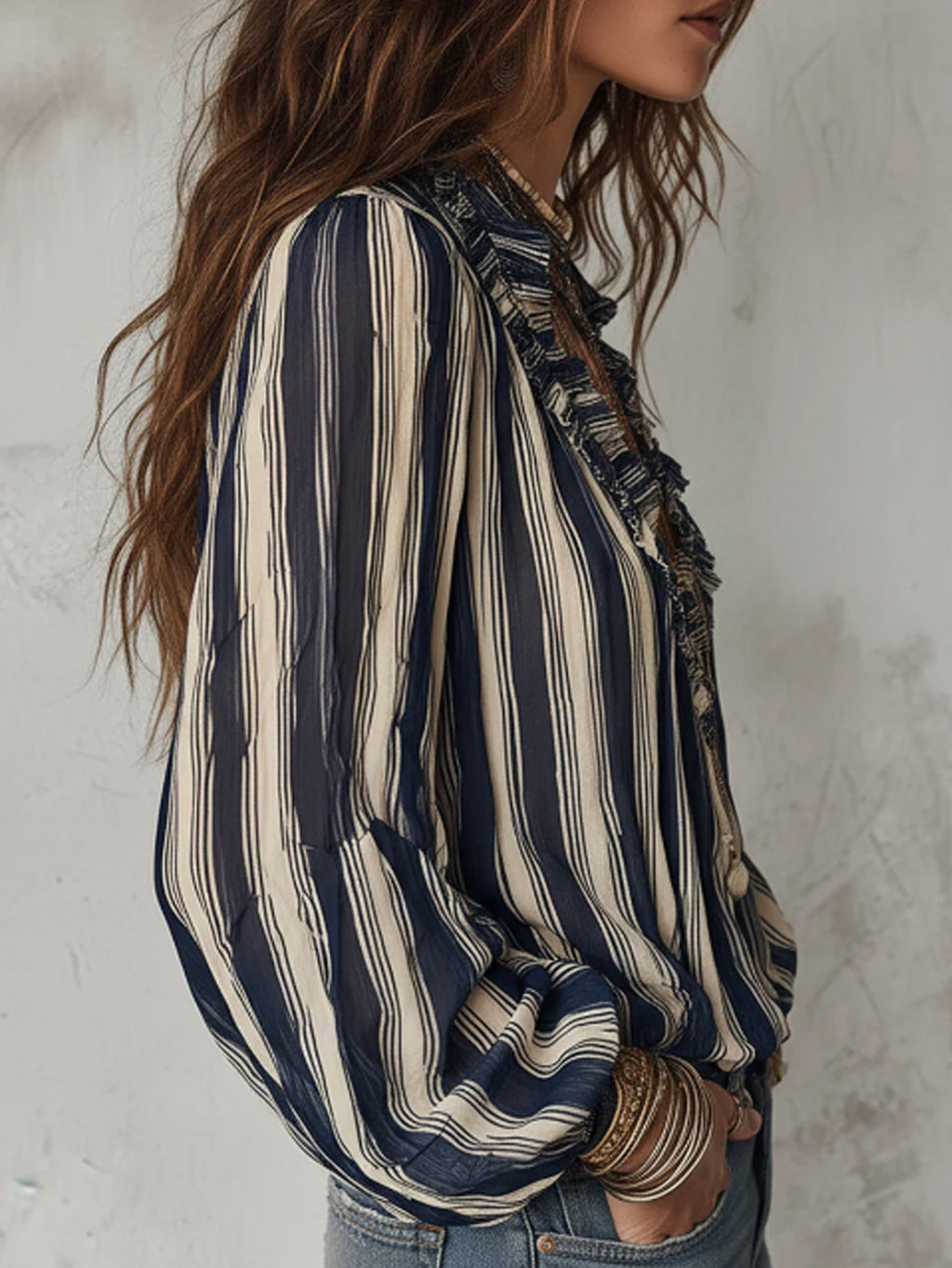 Gestreiftes Damen-Shirt mit Kapuze | LuxeStyle