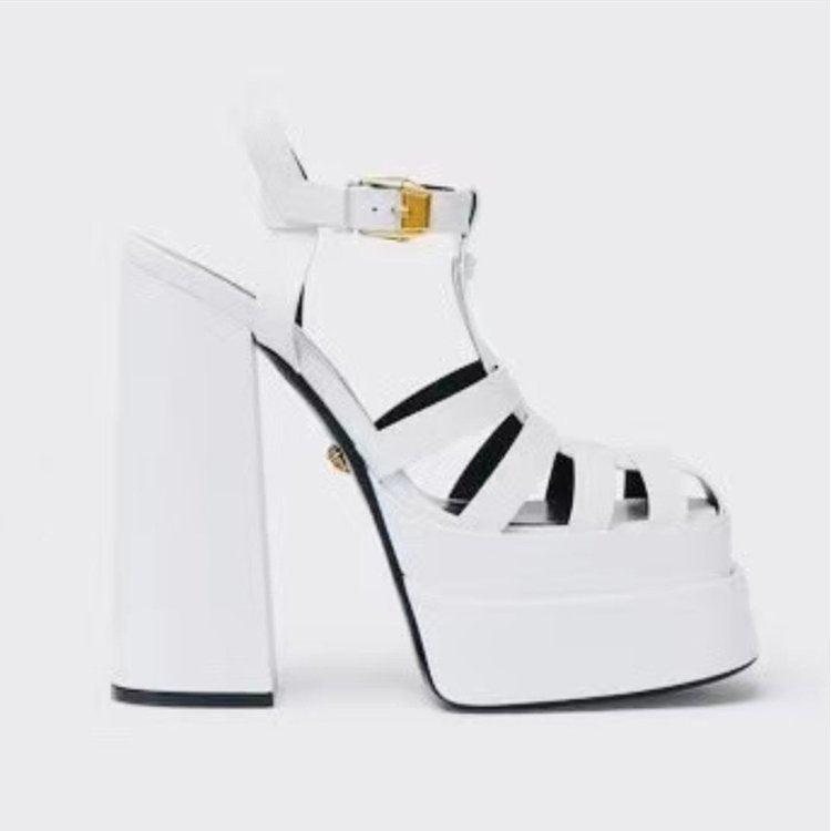 Geflochtene Römer-Sandalen mit hohem Absatz – Bild 7 | LuxeStyle