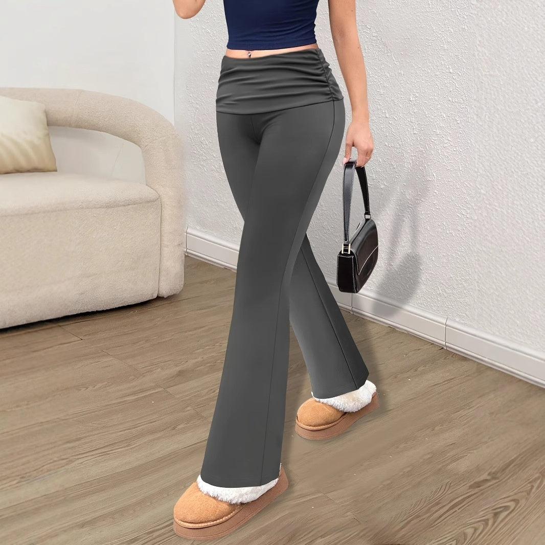 Gestrickte Leggings mit gerafftem Bund