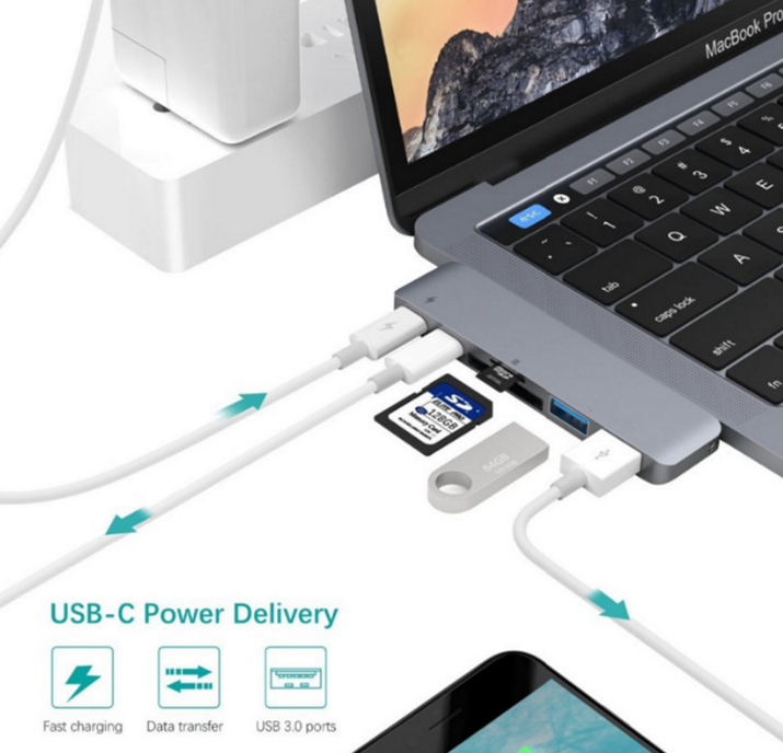 USB-C Hub mit Kartenleser und Power Delivery