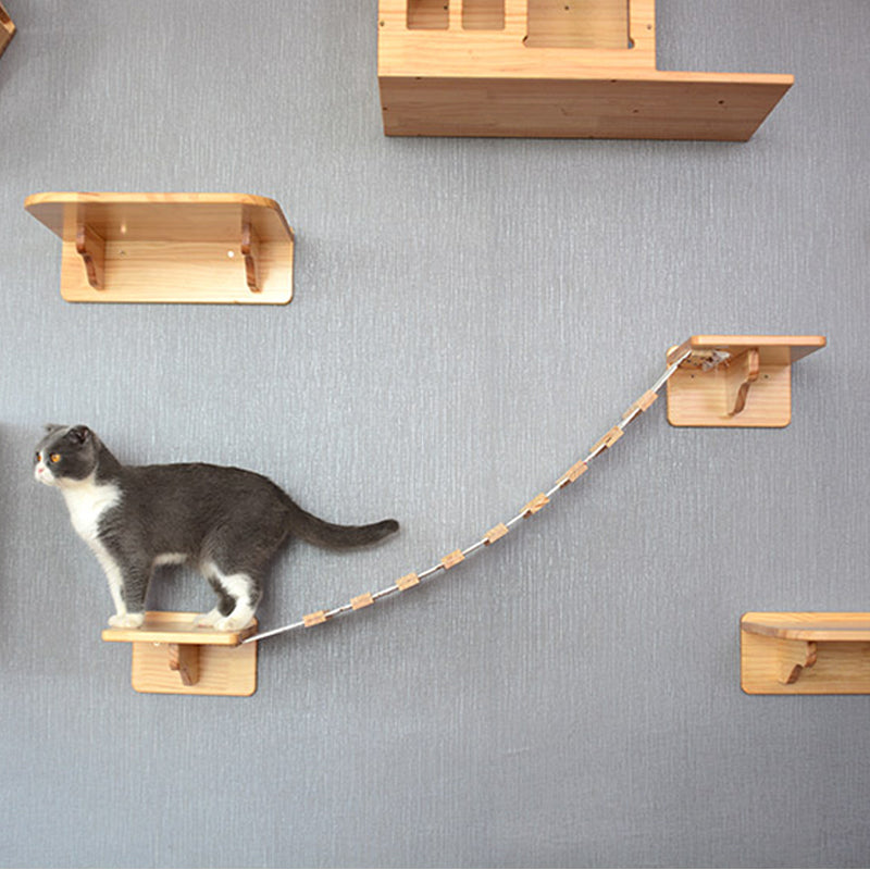 Wandmontierte Katzen-Kletterplattform aus Massivholz
