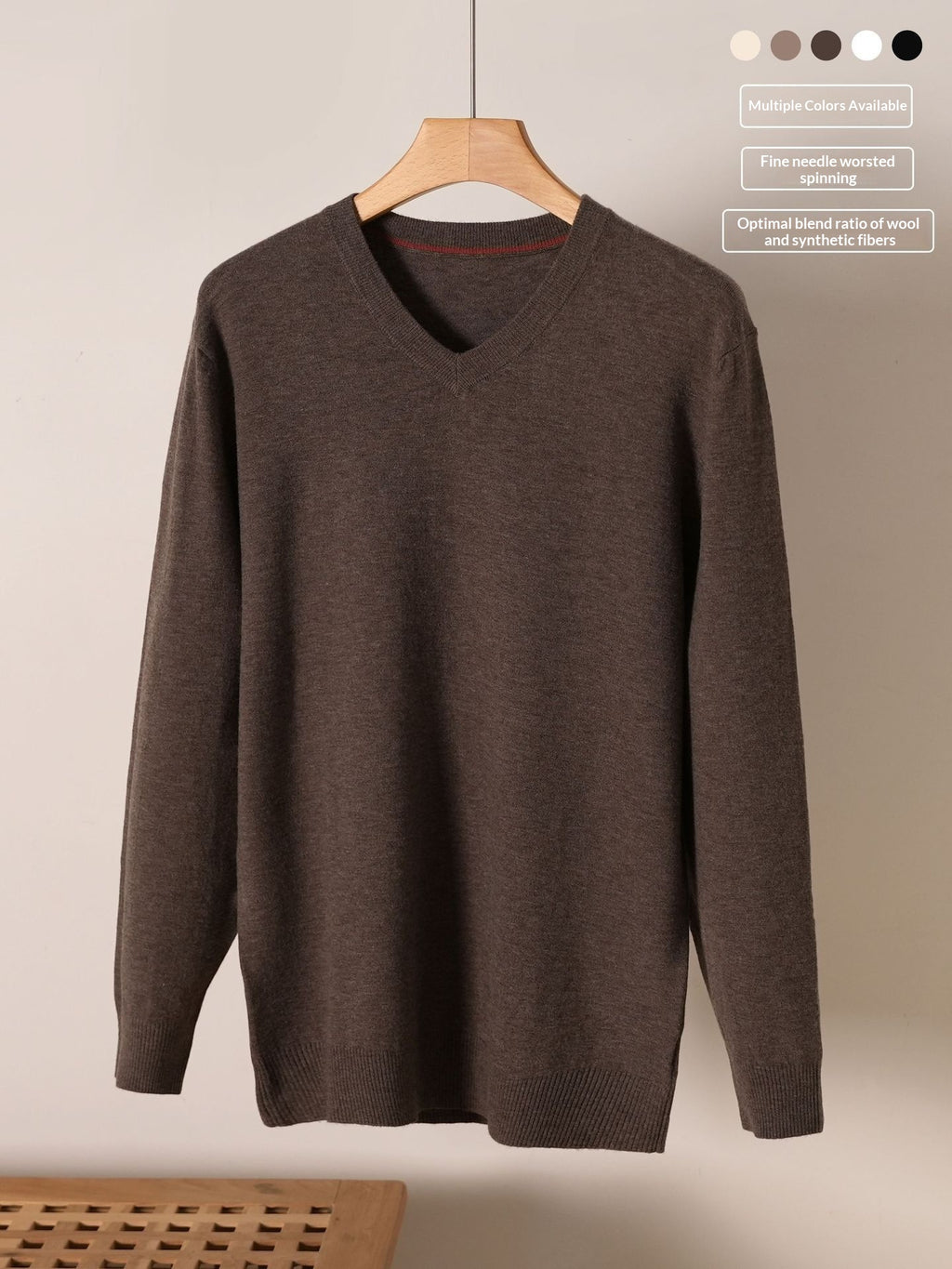 Herren V-Ausschnitt Pullover aus Wollmischung – Bild 4 | LuxeStyle