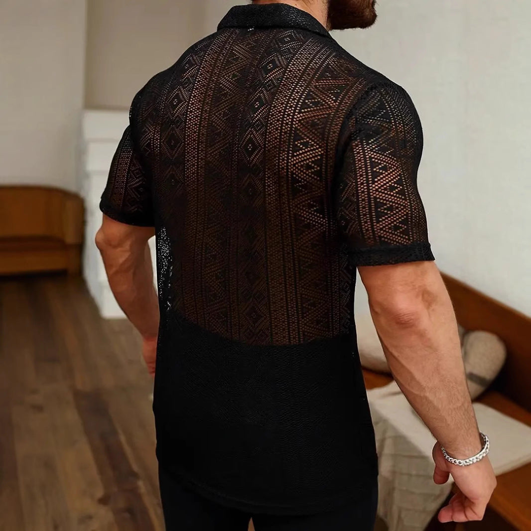 Transparentes Kurzarmhemd für Herren – Bild 4 | LuxeStyle
