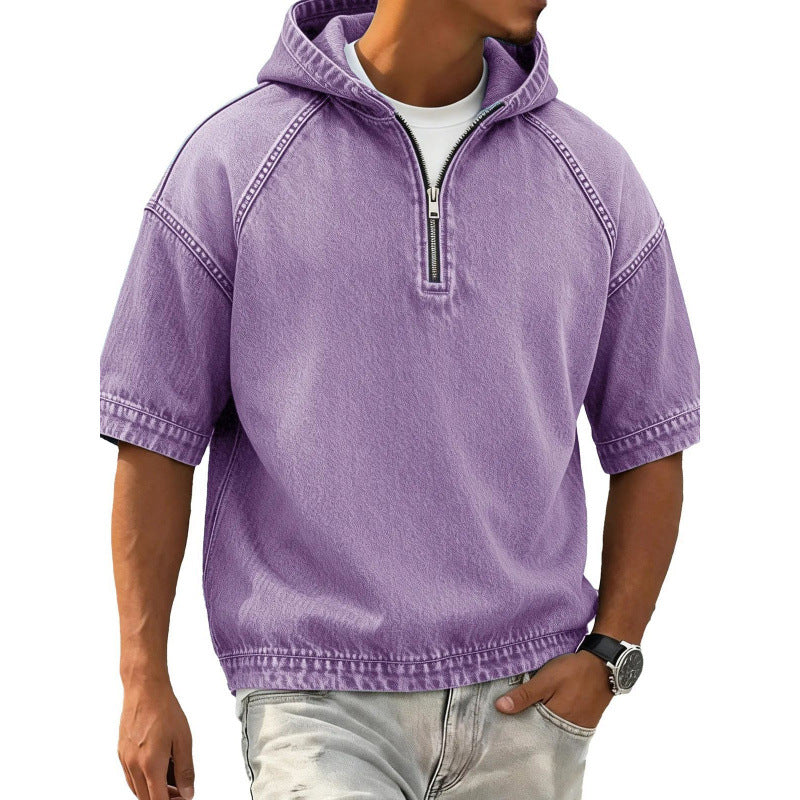 Sport Hoodie mit Half-Zip und Kapuze