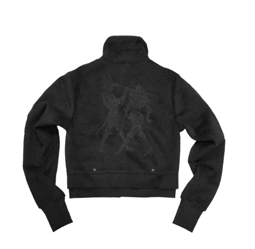 Bestickte Woll-Sweatshirt-Jacke mit Reissverschluss