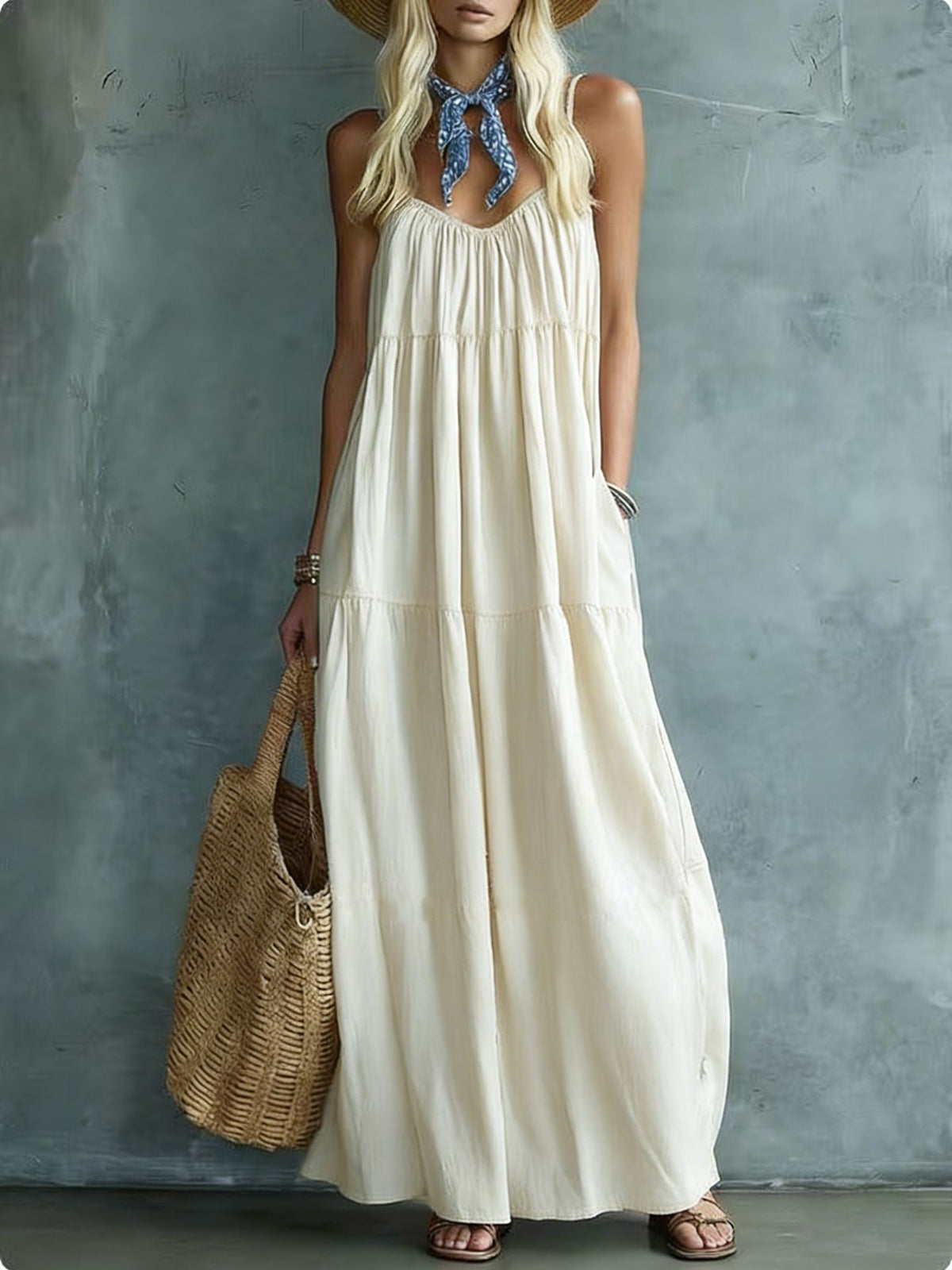Beige Maxi Kleid – Bild 9 | LuxeStyle