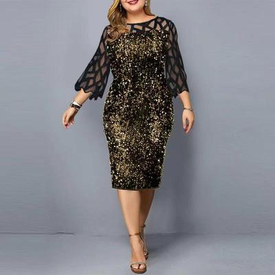 Rundhals-Glitzer-Partykleid