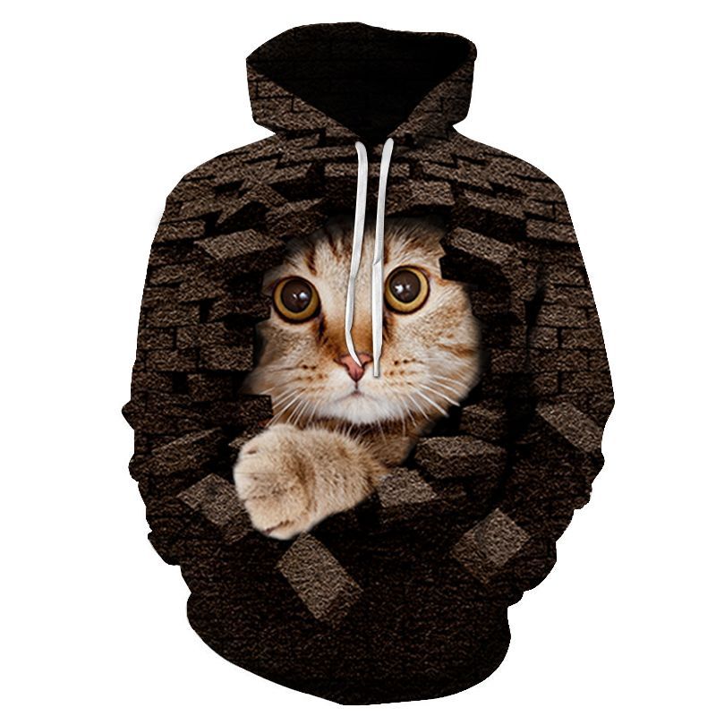 Hoodie mit 3D Digital Katzen-Print für Paare