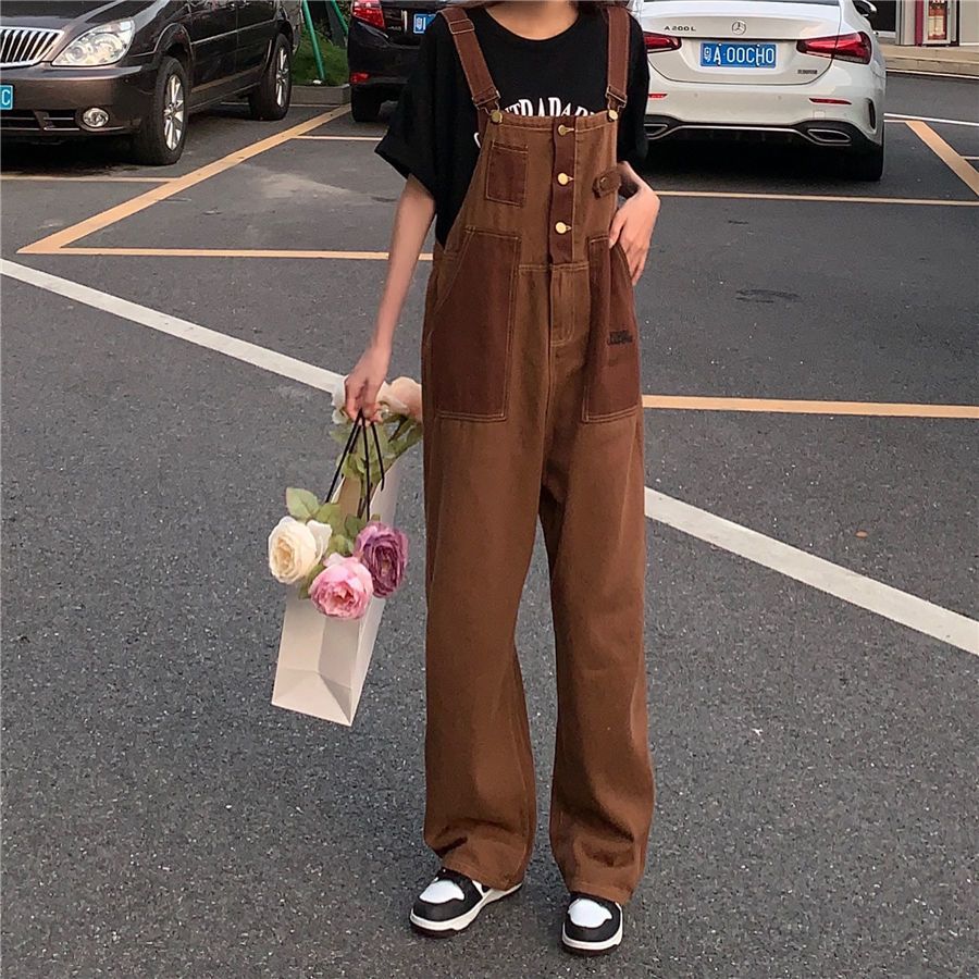Braune Denim-Overalls