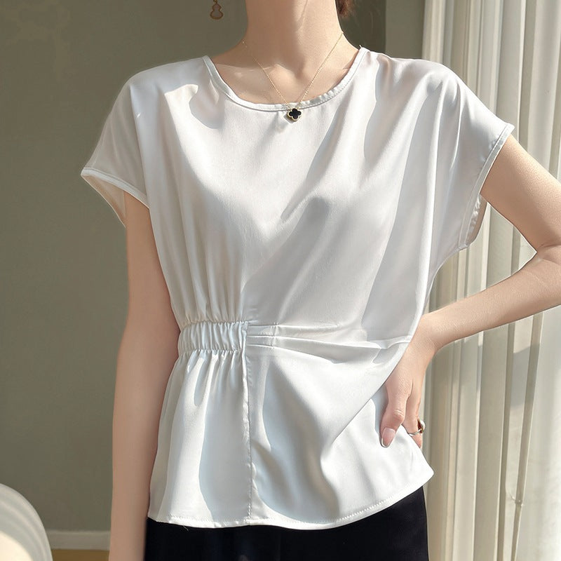 Kurzärmliges Viskose‑T‑Shirt mit Kordelzug – Bild 5 | LuxeStyle