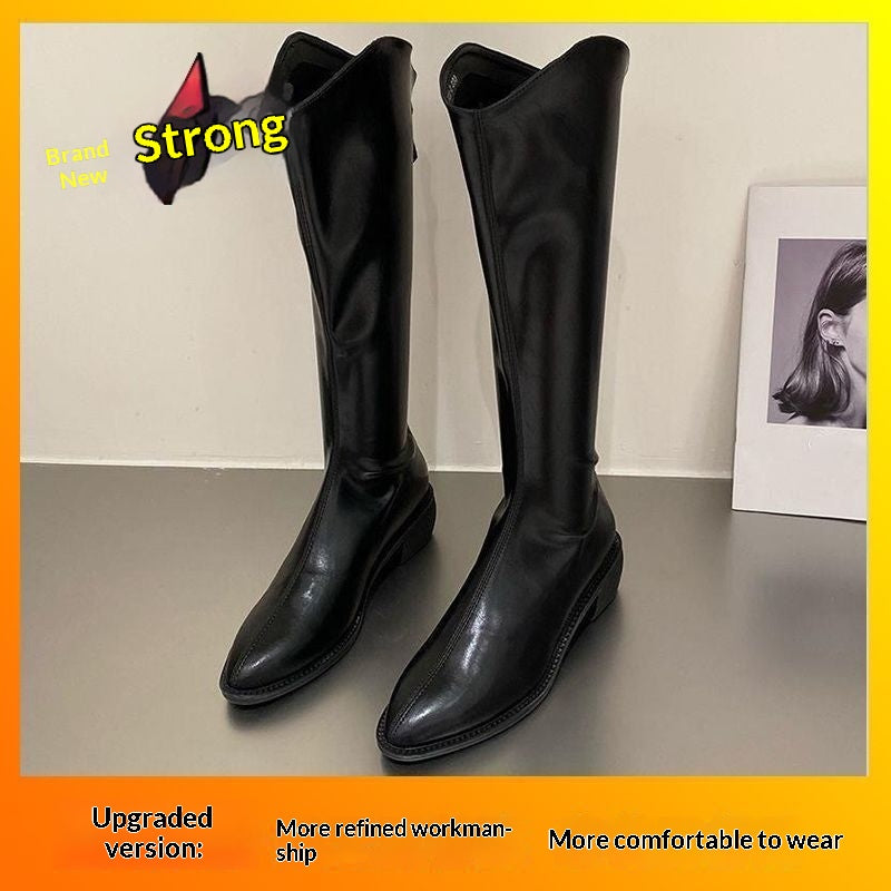 Overknee-Stiefel mit Fleece-Futter und Blockabsatz