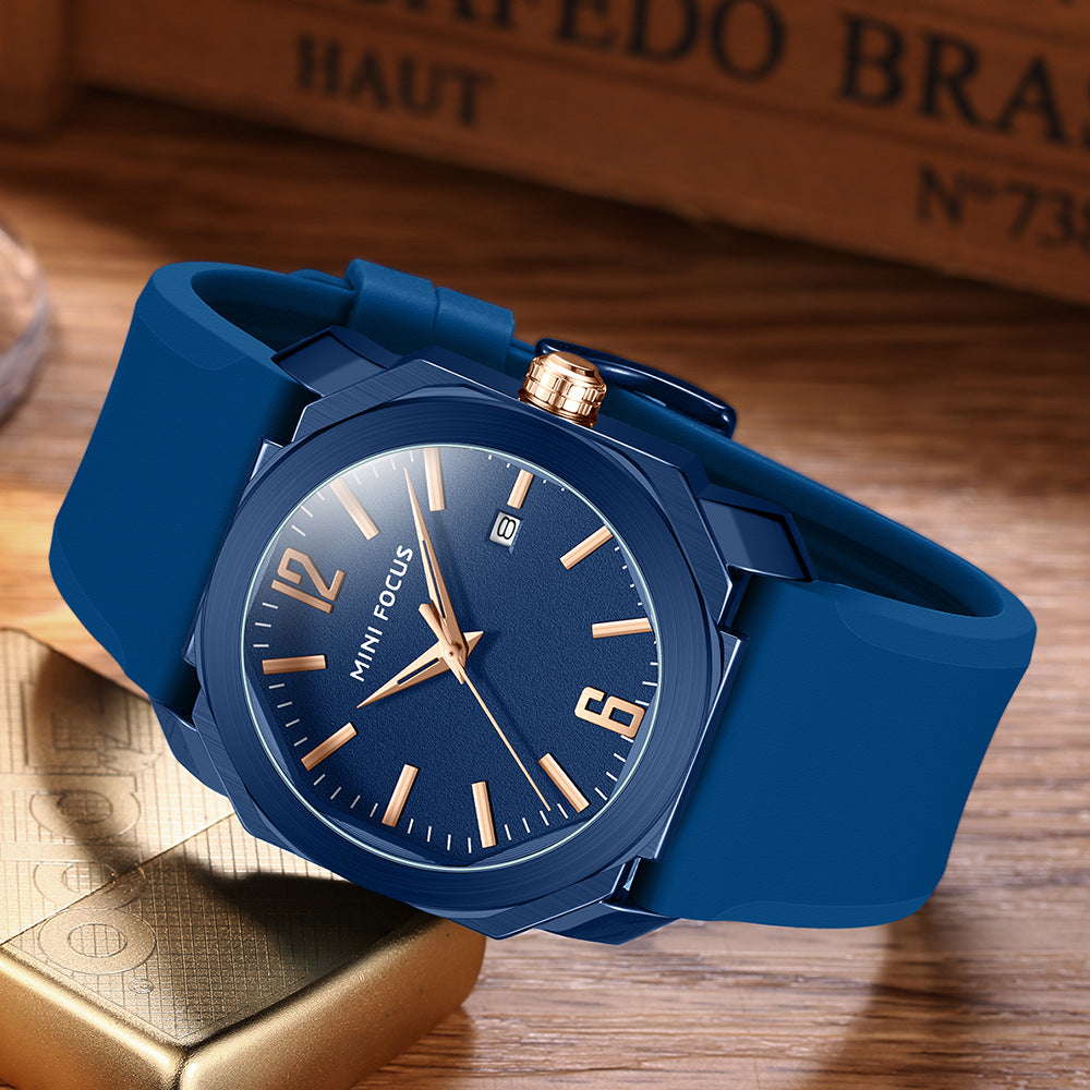 Wasserdichte Herrenuhr mit Kalender und Silikonband – Bild 3 | LuxeStyle