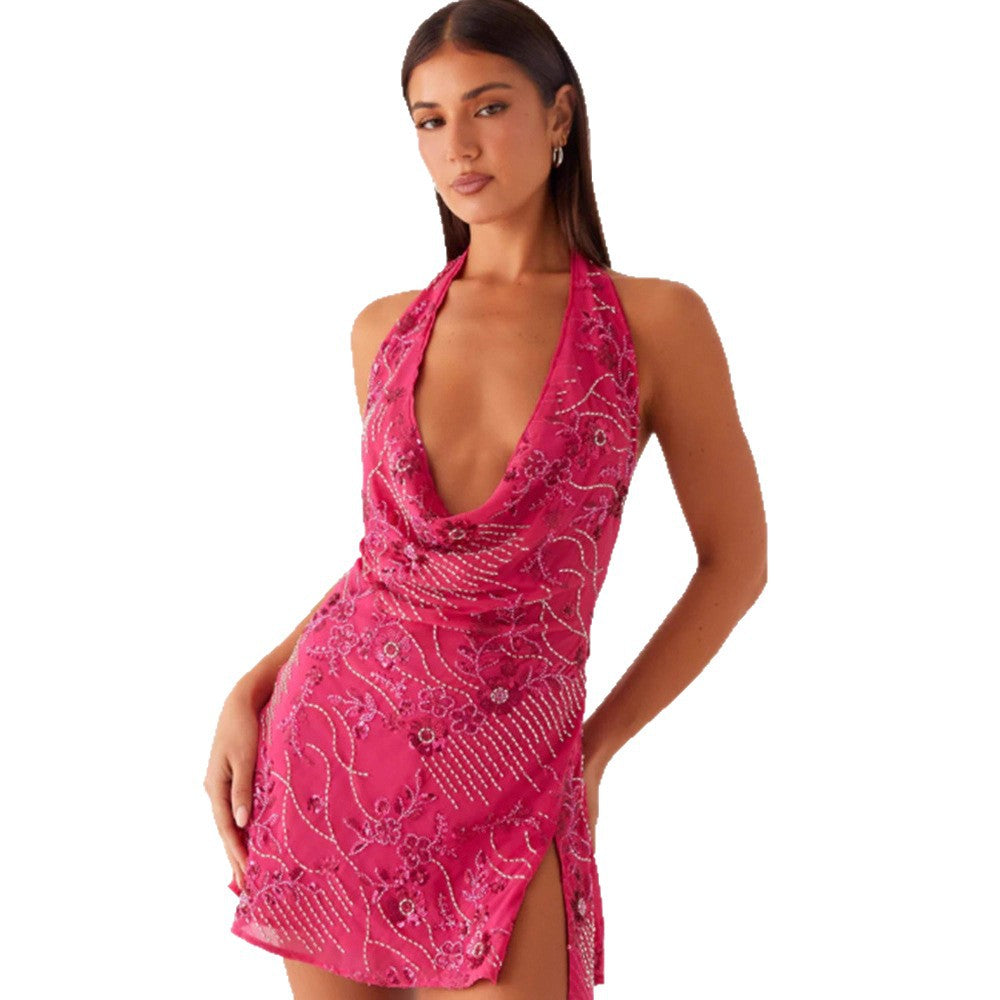 Pailletten-Minikleid mit Perlenstickerei – Bild 2 | LuxeStyle