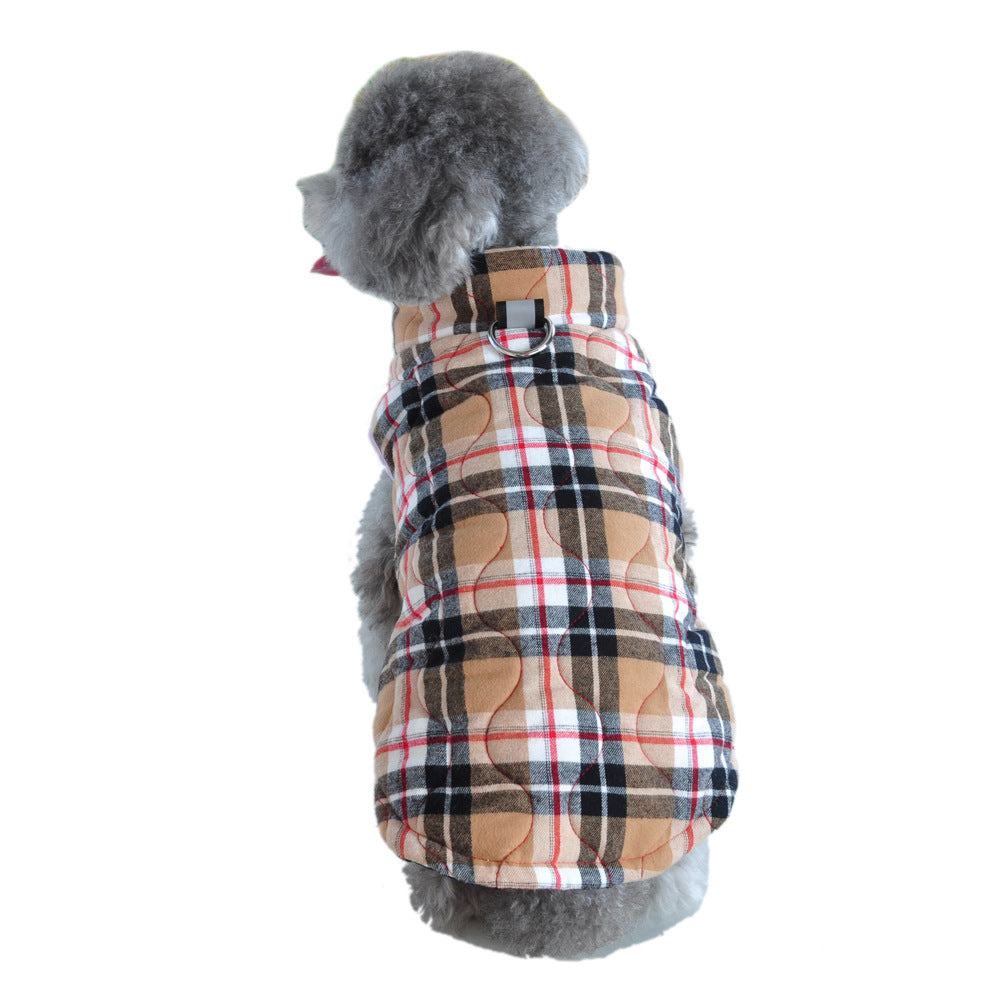 Winter-Doggenmantel mit Plaidschur und Zipper