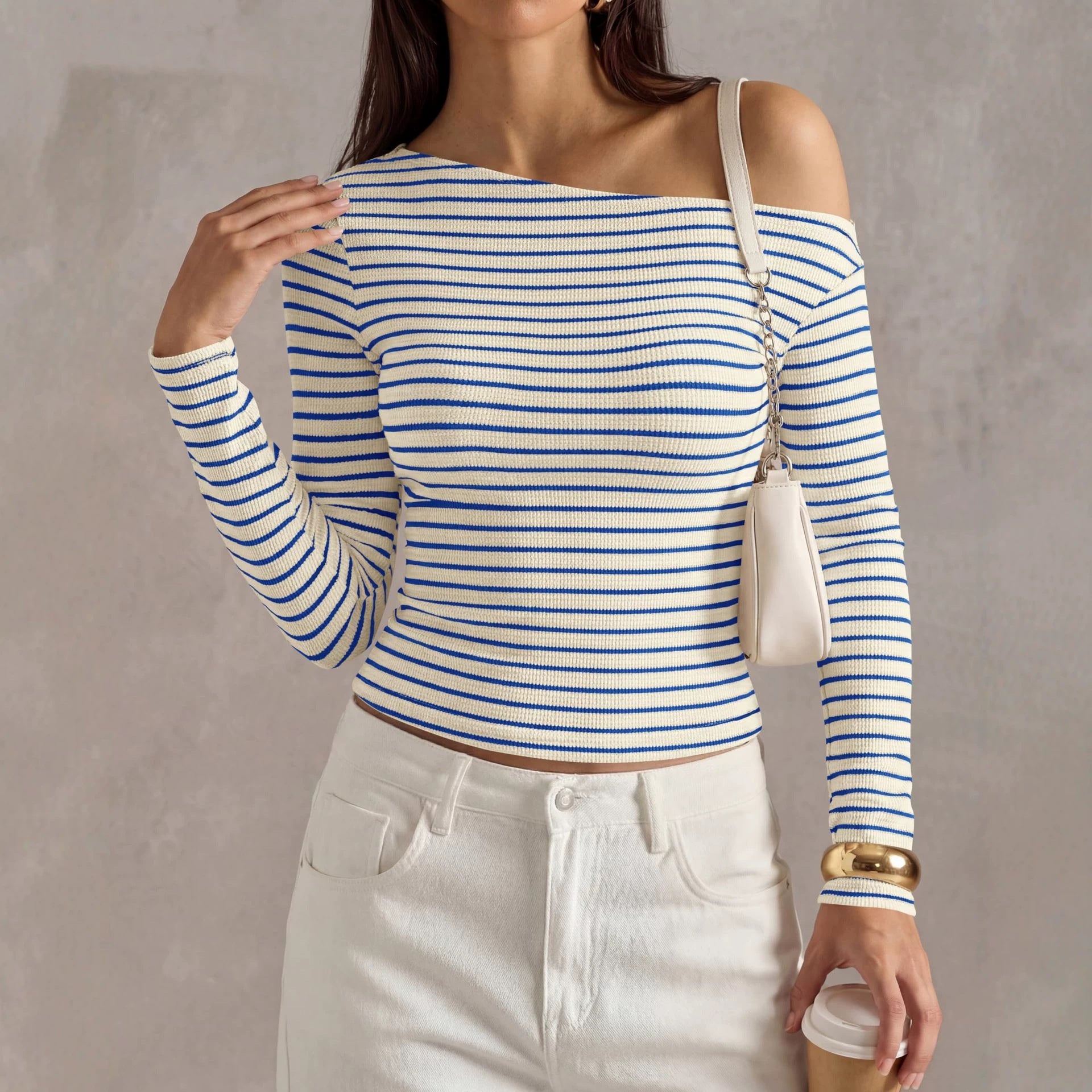 Gestreiftes Off-Shoulder Top für Damen
