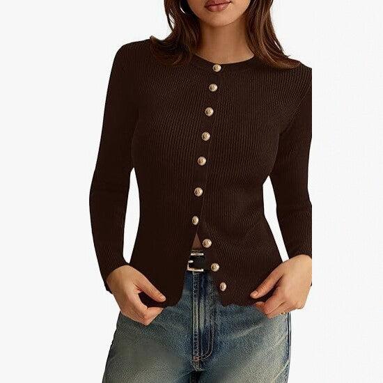 Damen Strick-Cardigan mit Knopfleiste