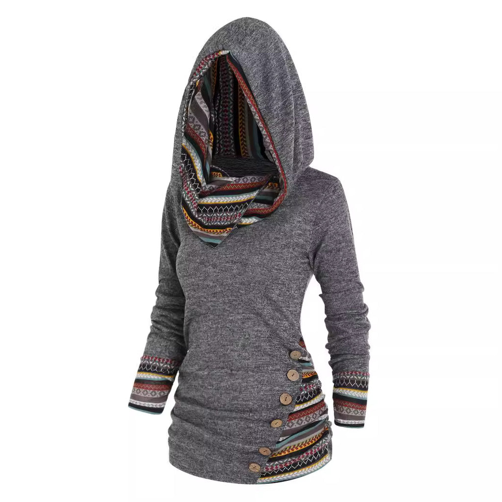 Beanie-Jacke mit geometrischem Patchwork-Muster