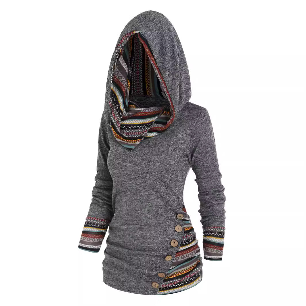 Beanie-Jacke mit geometrischem Patchwork-Muster