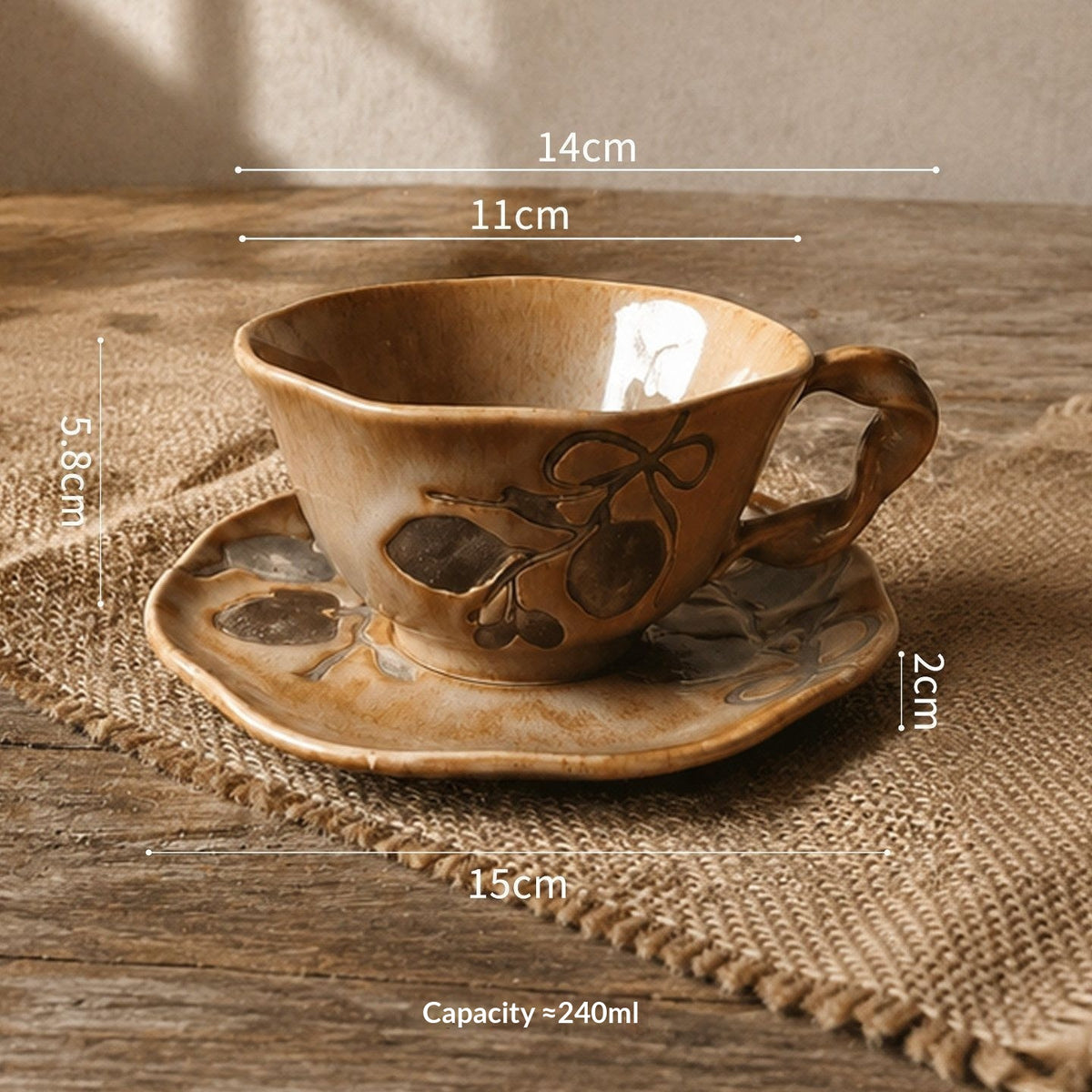 Keramikkaffee-Tasse & Untertasse Set – Bild 2 | LuxeStyle