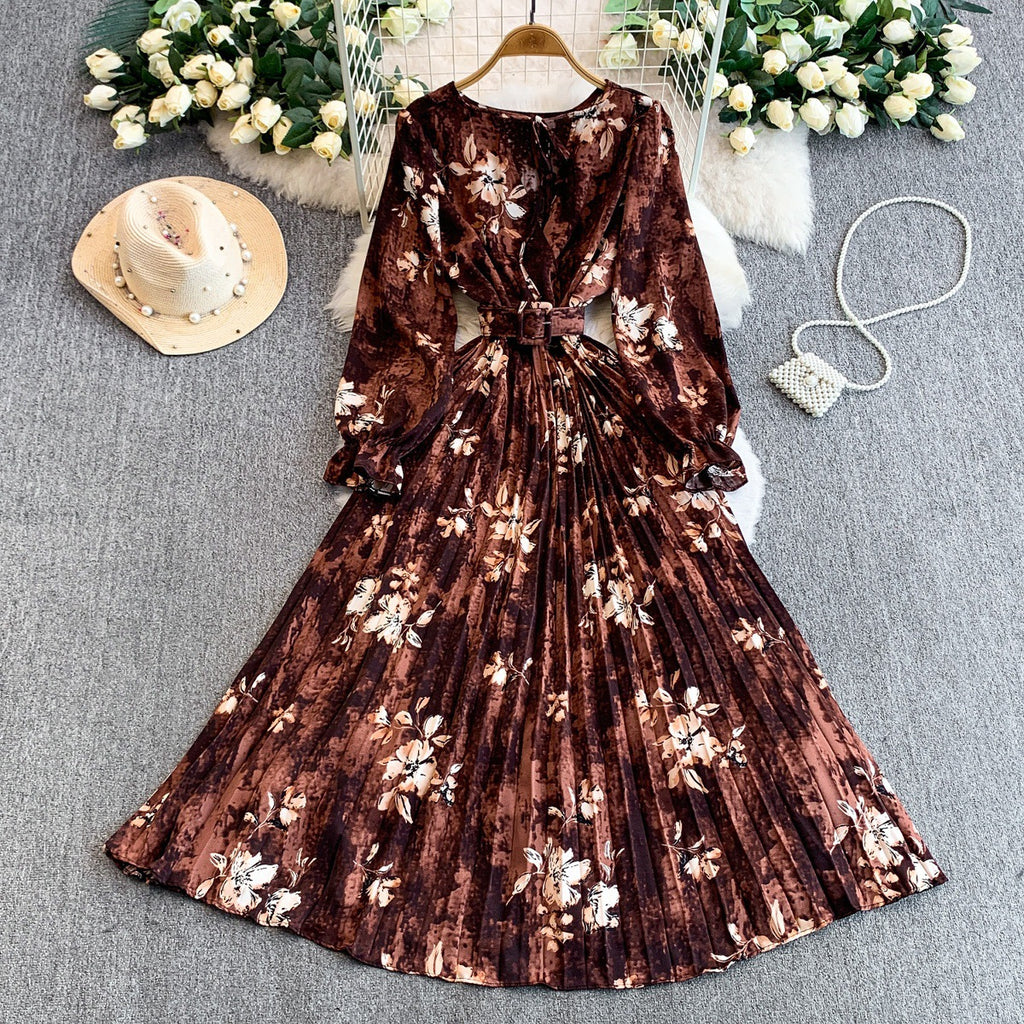 Bedrucktes Midikleid mit weitem Faltenrock – Bild 3 | LuxeStyle